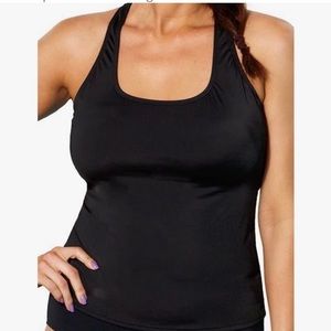 Aquabelle Black Racerback Takini Bathing suit Top Size 22